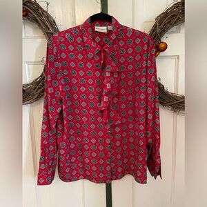 Bonnie Breuing Satiny Red Long Sleeve Blouse Women's Size 14